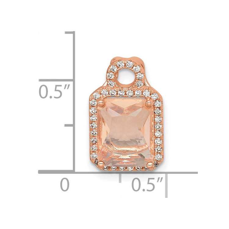 Sterling Silver Gold-Tone Pink Slide CZ Halo Pendant Necklace - view 4