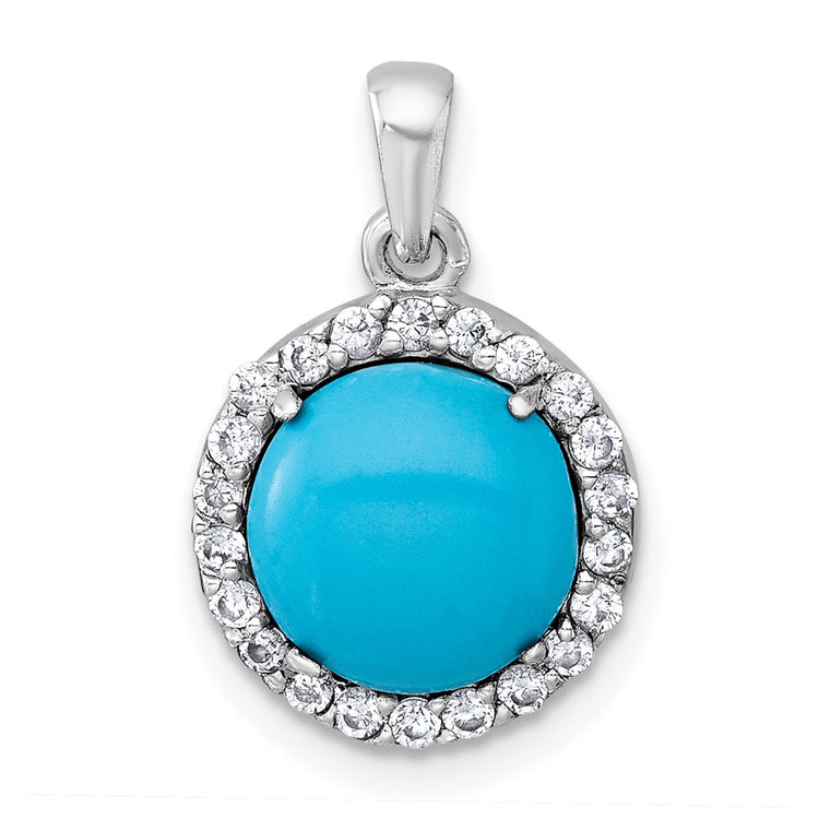Sterling Silver Cubic Zirconia Halo Pendant Necklace - Hypoallergenic Sterling Silver Pendant Necklaces for Women - Statement Simulated Diamond Solita