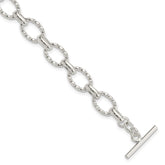 Sterling Silver 7.75inch Polished Fancy Link Toggle Bracelet