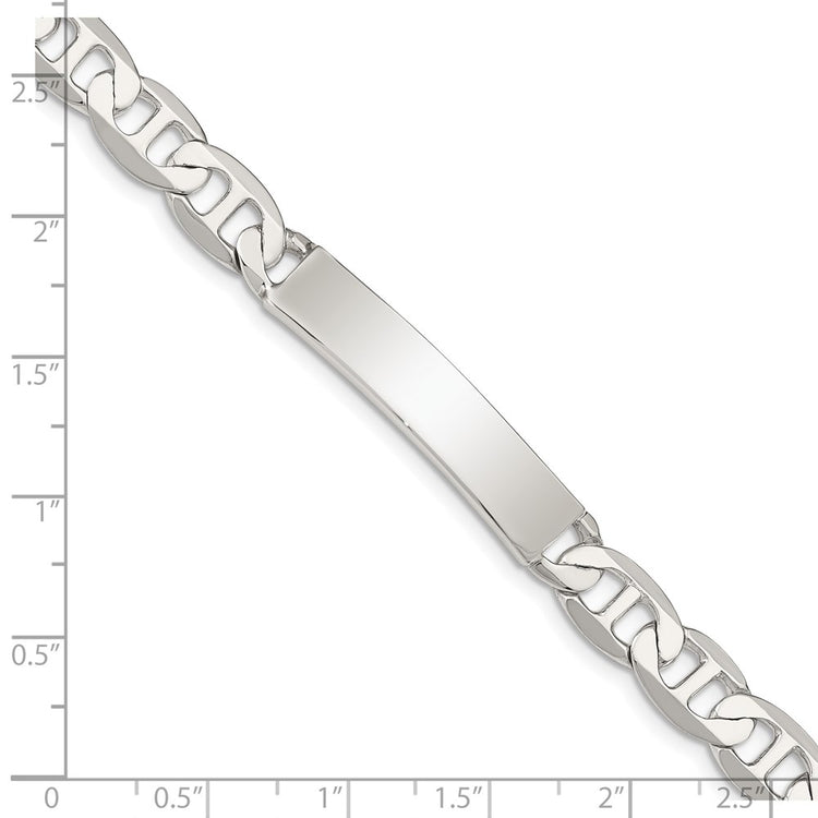 Sterling Silver 7inch Polished Engraveable Anchor Link ID Bracelet
