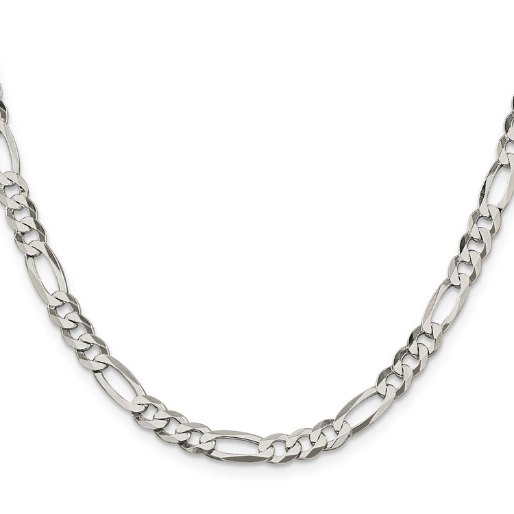 Sterling Silver 5.5mm Lightweight Flat Figaro Chain