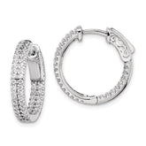 Sterling Shimmer Sterling Silver Rhodium-plated 100 Stone Pav 1.3mm CZ In and Out Round Hinged Hoop Earrings