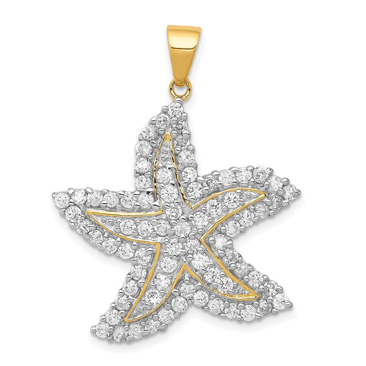 Sterling Silver Rhodium-Plated 24.3MM CZ Fancy Design Heart Locket Pendant Womens