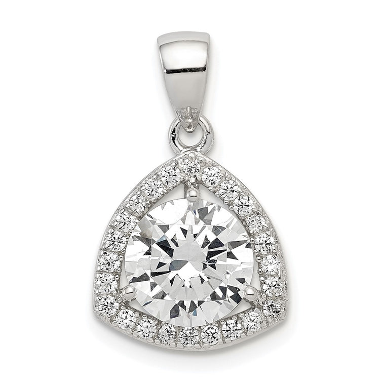 Sterling Silver Rhodium-Plated 12.8MM Polished CZ Pendant Bracelet Womens
