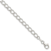 Amore La Vita Sterling Silver Rhodium-plated Polished 5.3mm 7 inch Half Round Wire Curb Chain with Fancy Lobster Clasp C