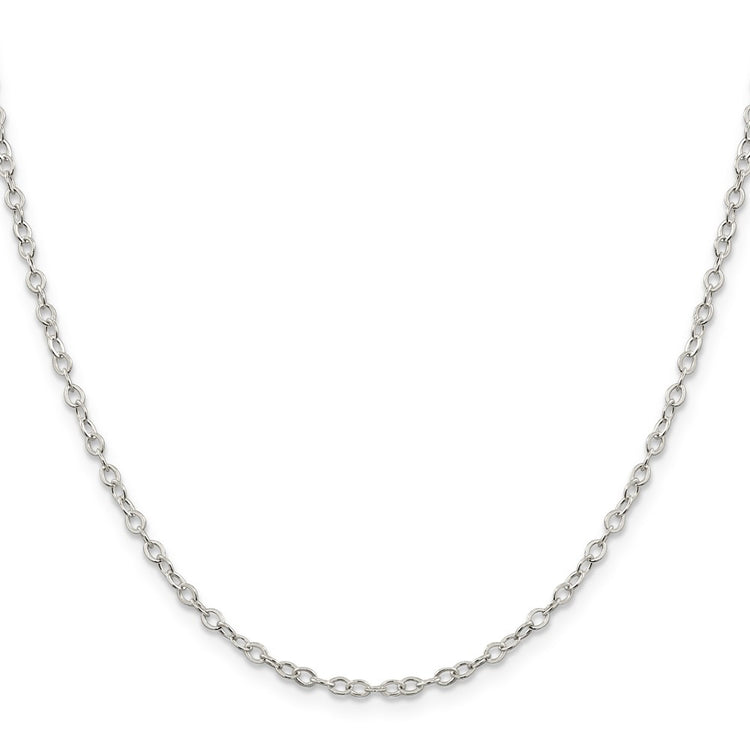 Sterling Silver 2.5mm Flat Open Oval Cable Chain