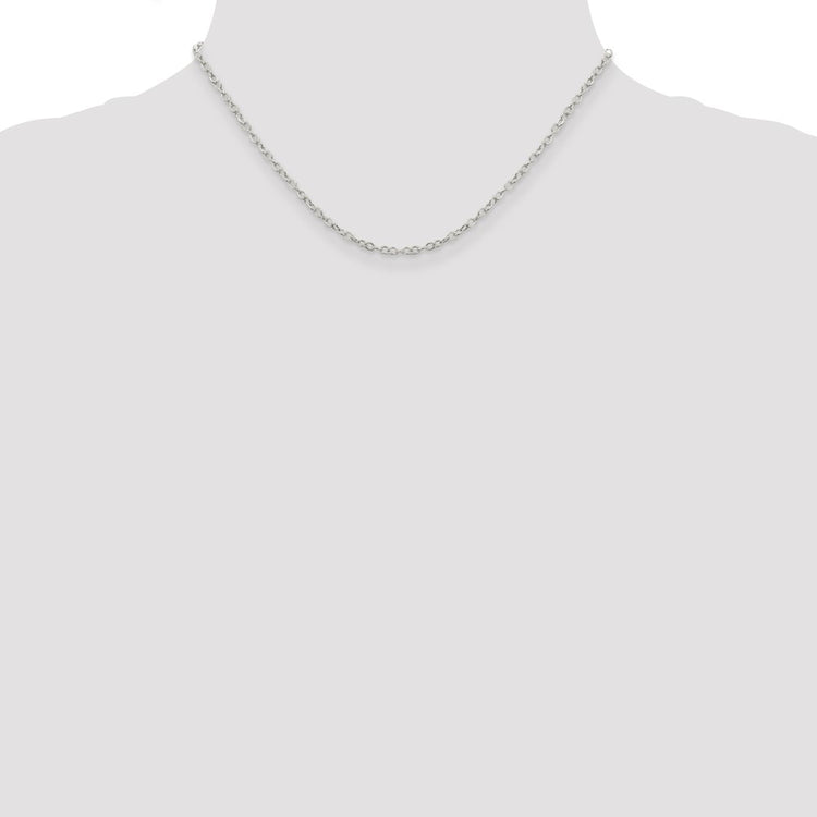 Sterling Silver 2.5MM Flat Open Oval Cable Chain Necklace Womens 16-24 Inch