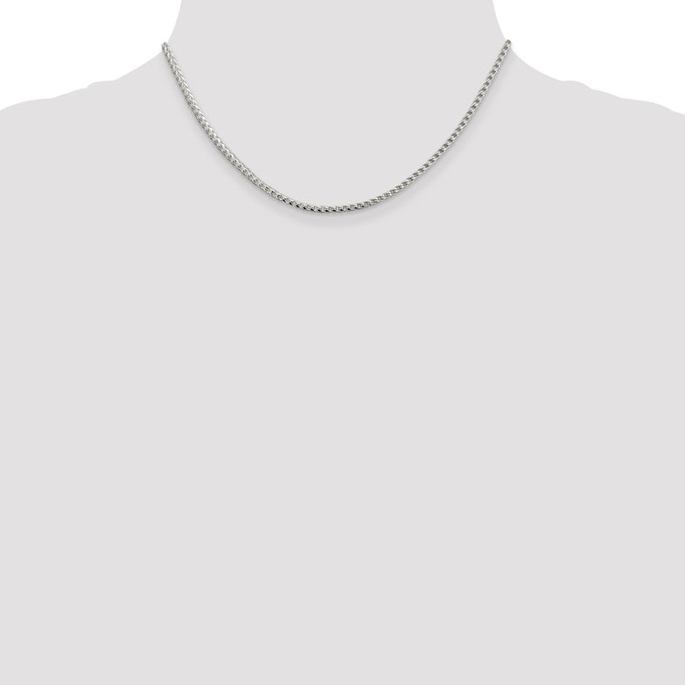 Sterling Silver 2.55MM D/C Square Franco Chain Necklace Womens 16-24 Inch