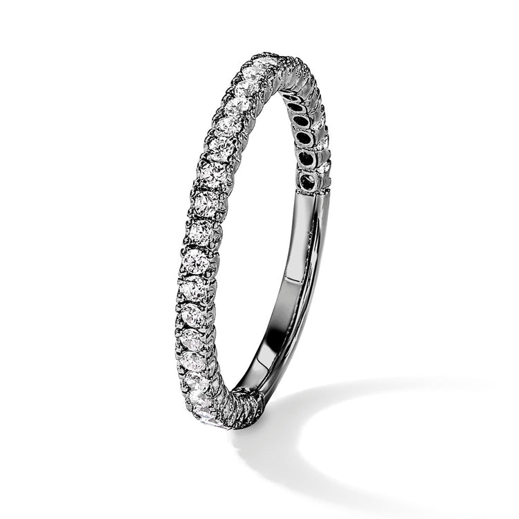 Sterling Shimmer Sterling Silver Black Rhodium-plated 28 Stone CZ Band