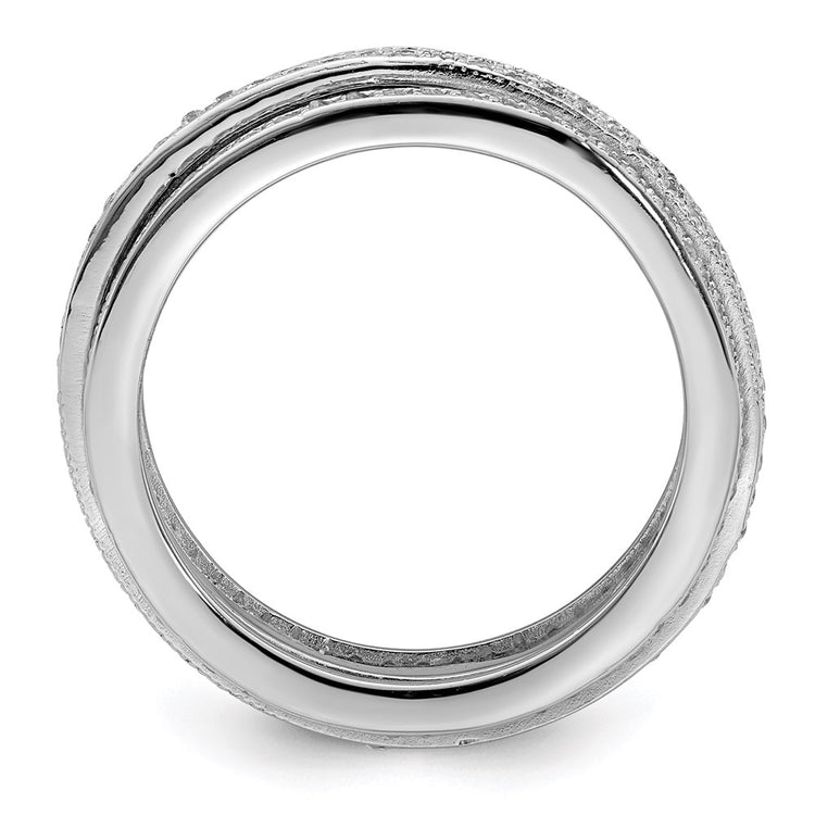 Sterling Silver Polished Rhodium-plated CZ Pav Eternity Motion Ring