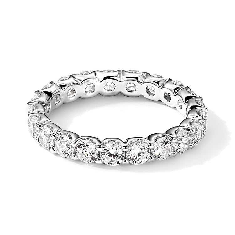 Sterling Shimmer Sterling Silver Rhodium-plated 3mm CZ 22 Stone Eternity Band