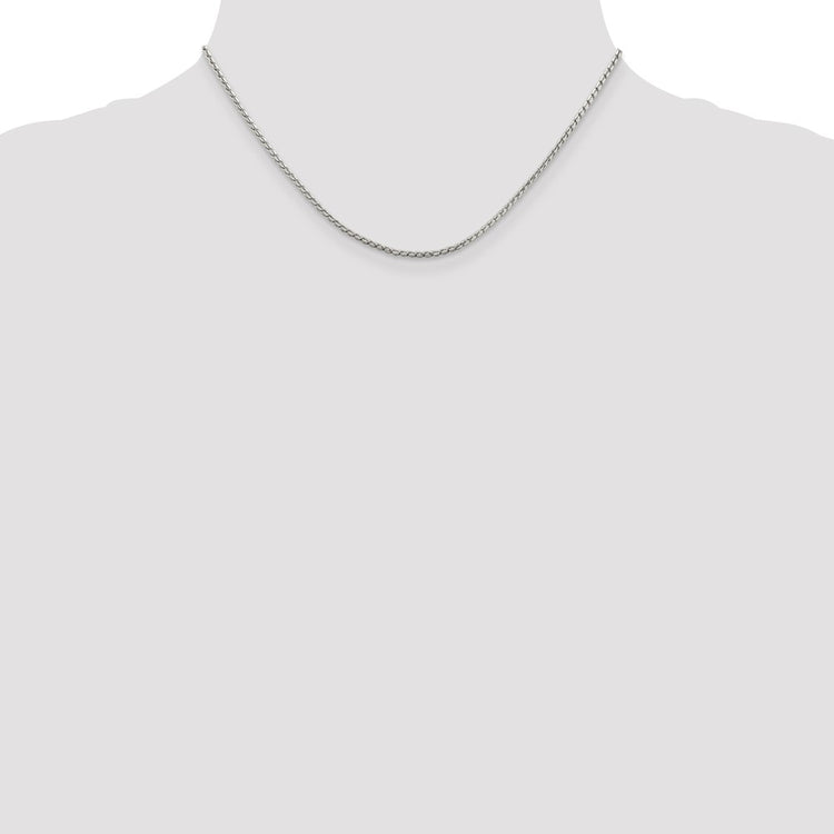 Sterling Silver 1.75MM Round Franco Chain Necklace Womens 16-24 Inch