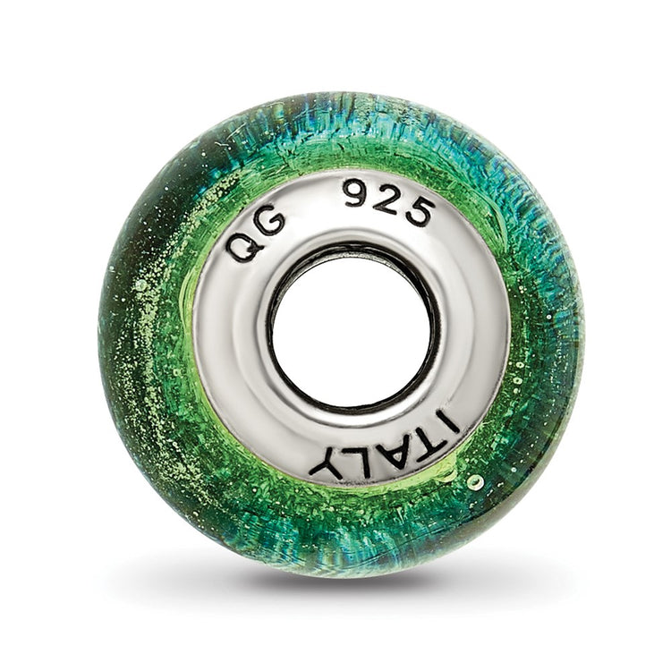 Sterling Silver Reflections Green/Blue Italian Murano Bead