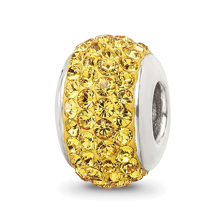 Sterling Silver 8.18MM Reflections Yellow Full Preciosa Crystal Bead Bracelet Womens