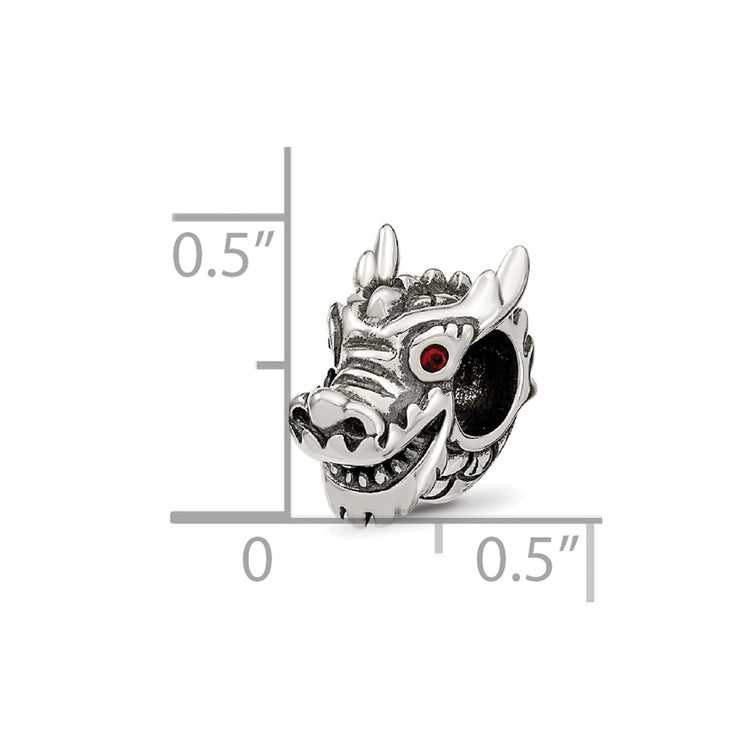 Sterling Silver Reflections Crystal Chinese New Year Dragon Bead