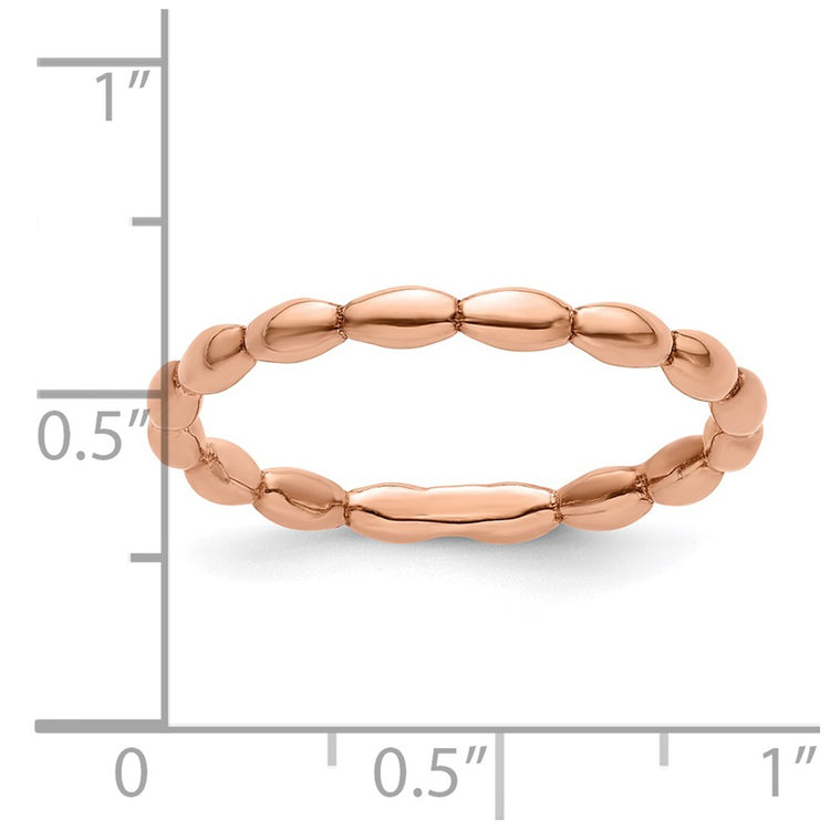 Sterling Silver Stackable Expressions Pink-plated Rice Ring