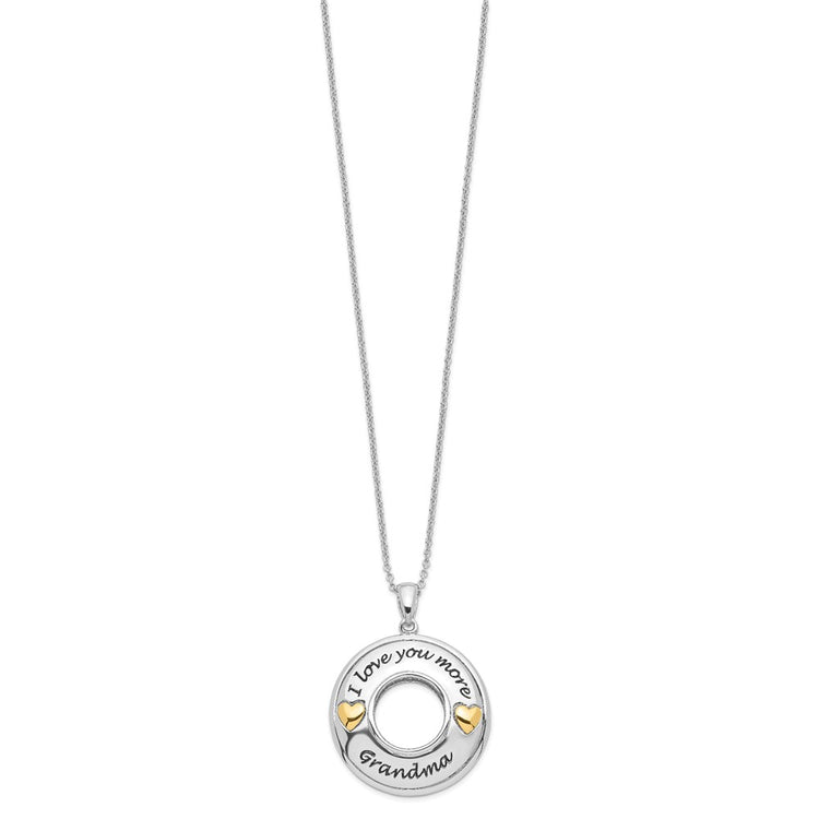 Sentimental Expressions Sterling Silver Gold-plated Antique CZ I Love You More Grandma 18in Necklace