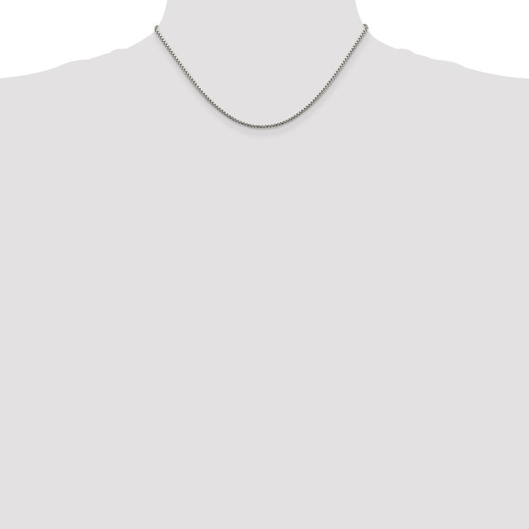 Sterling Silver 1.75MM Diamond-cut Round Box Chain Necklace Womens 16-24 Inch