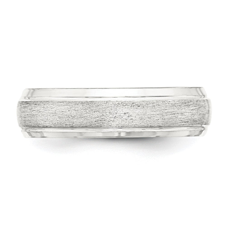 Sterling Silver 6mm Brushed Domed with Grooved Beveled Edge Fancy Band Size 11