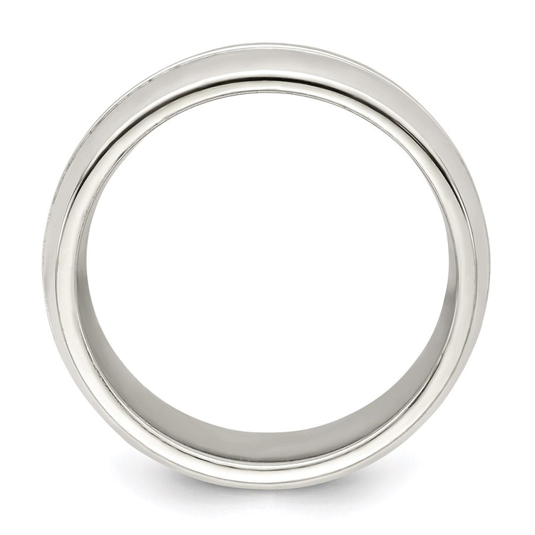 Sterling Silver 7mm Polished Domed Grooved Fancy Band