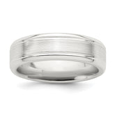 Sterling Silver 6mm Brushed Flat Grooved Beveled Edge Fancy Band