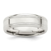 Sterling Silver 6mm Polished Flat Grooved Beveled Edge Fancy Band