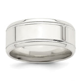 Sterling Silver 6mm Polished Flat Milgrain Beveled Edge Fancy Band