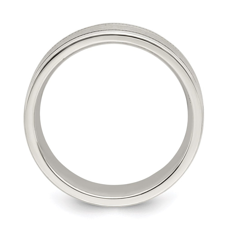 Sterling Silver 6mm Brushed Flat Milgrain Grooved Edge Fancy Band