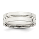 Sterling Silver 6mm Polished Flat Grooved Center Fancy Band