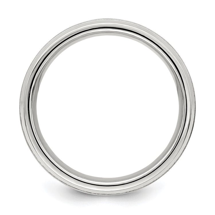 Sterling Silver 6mm Brushed Flat Grooved Fancy Band