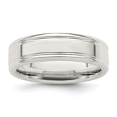 Sterling Silver 6mm Polished Flat Grooved Fancy Band