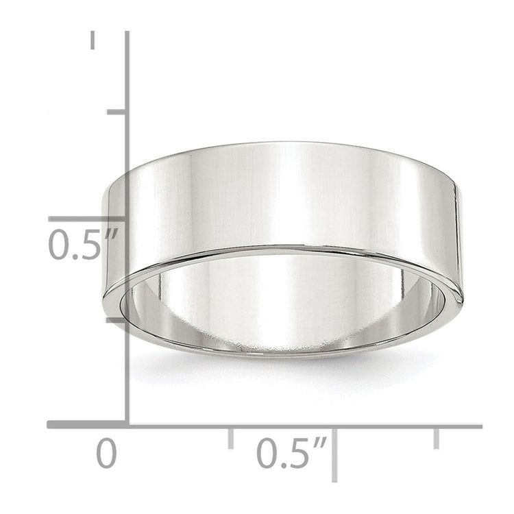 Sterling Silver Rhodium-plated 7mm Flat Size 9 Band