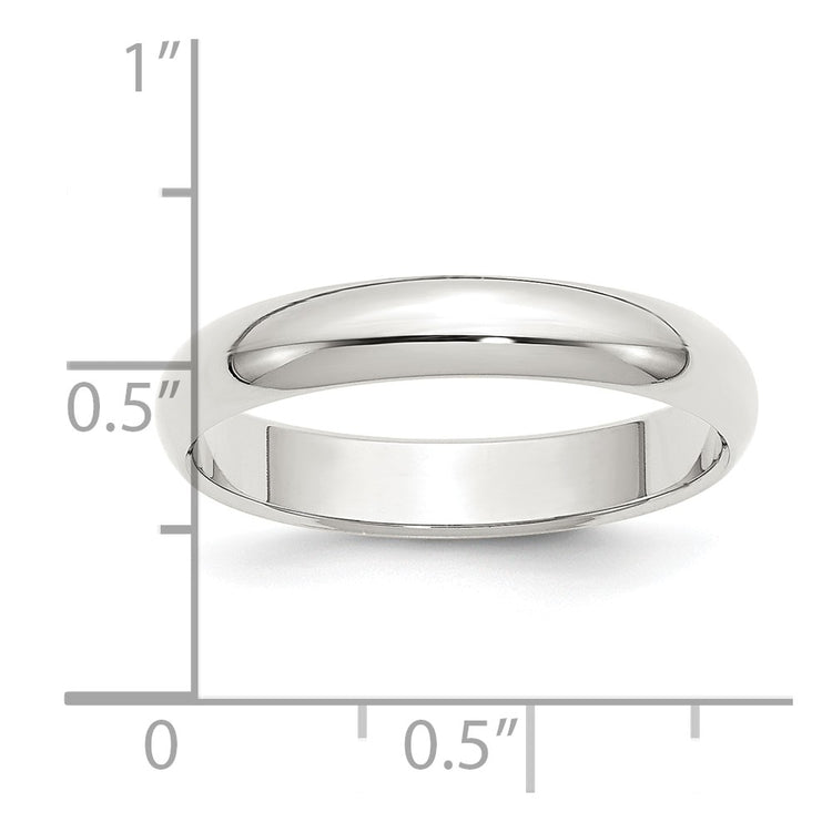 Sterling Silver Rhodium-plated 4mm Half-Round