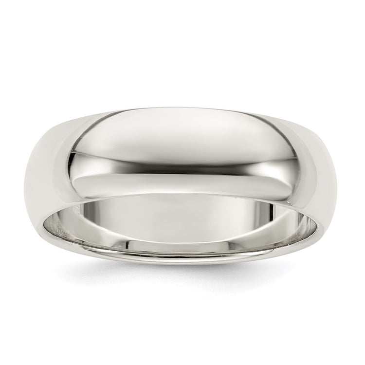 Sterling Silver 7MM Half Round Wedding Band Ring