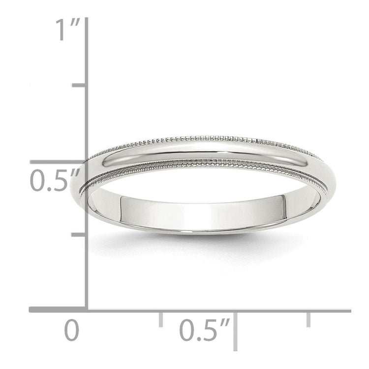 Sterling Silver 3mm Half Round Milgrain