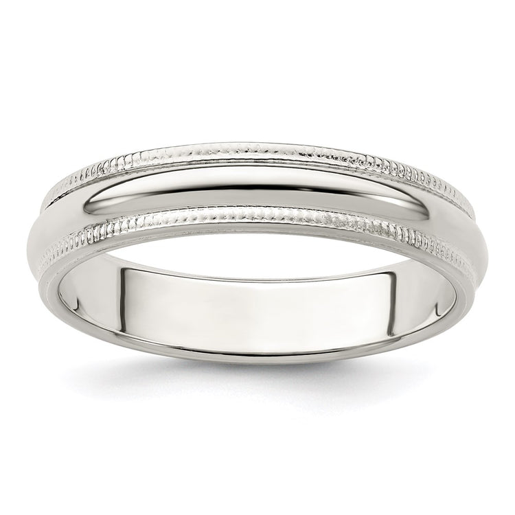 Sterling Silver 4mm Half Round Milgrain