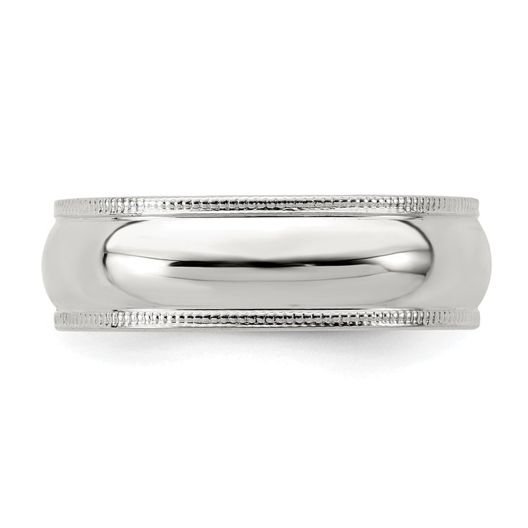 Sterling Silver 6mm Half Round Milgrain