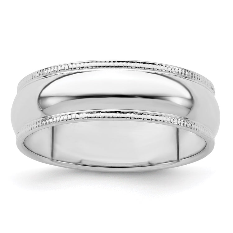 Sterling Silver 6mm Half Round Milgrain
