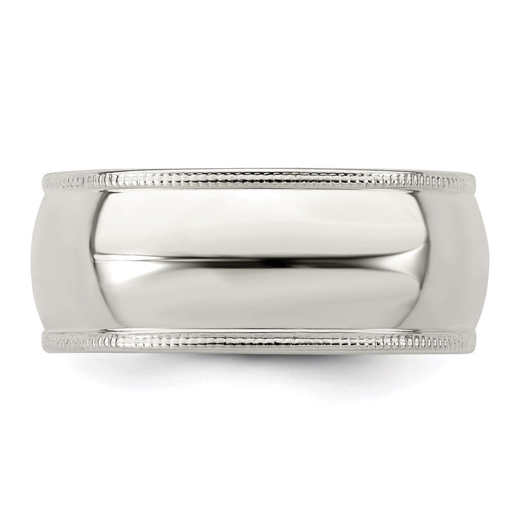 Sterling Silver 8mm Half Round Milgrain