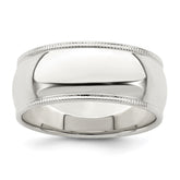 Sterling Silver 8mm Half Round Milgrain