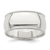 Sterling Silver 9mm Half Round Milgrain