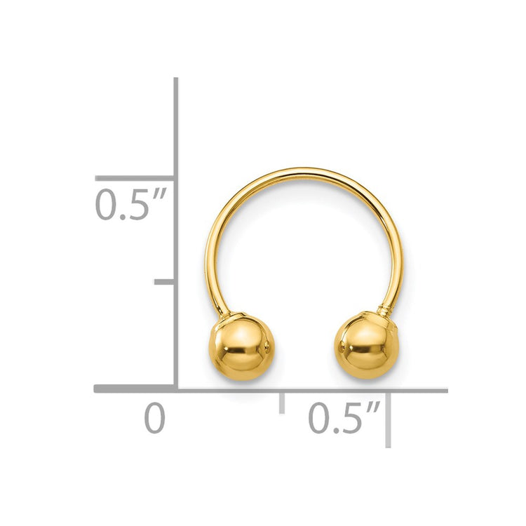 14k Madi K 12mm Half Hoop with 4mm Screw-on Bead Single Earring