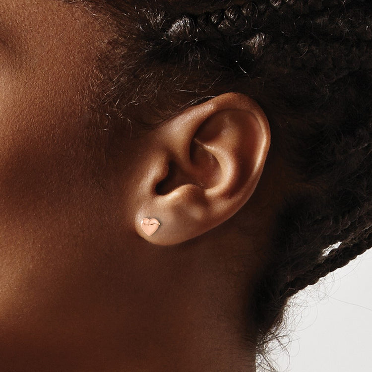 14k Rose Gold Madi K 6.00mm Heart Childrens Post Earrings