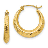 14k Madi K Textured 3x18mm Hollow Hoop Earrings