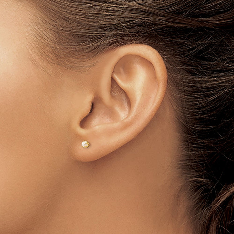 14k Madi K 2-3mm White Round Freshwater Cultured Pearl Screwback Post Earrings