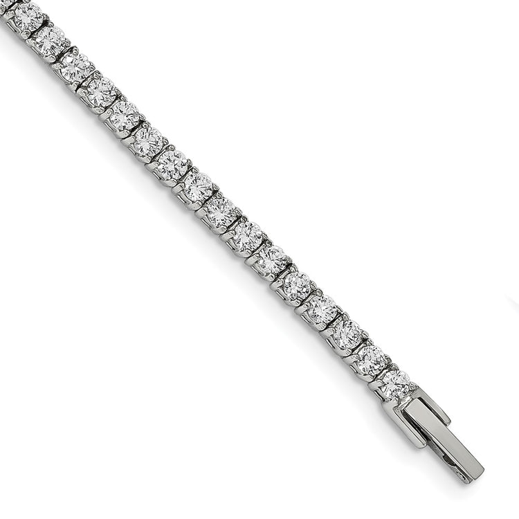 Stainless Steel 4mm Cubic Zirconia Tennis Bracelet 7.5 inch
