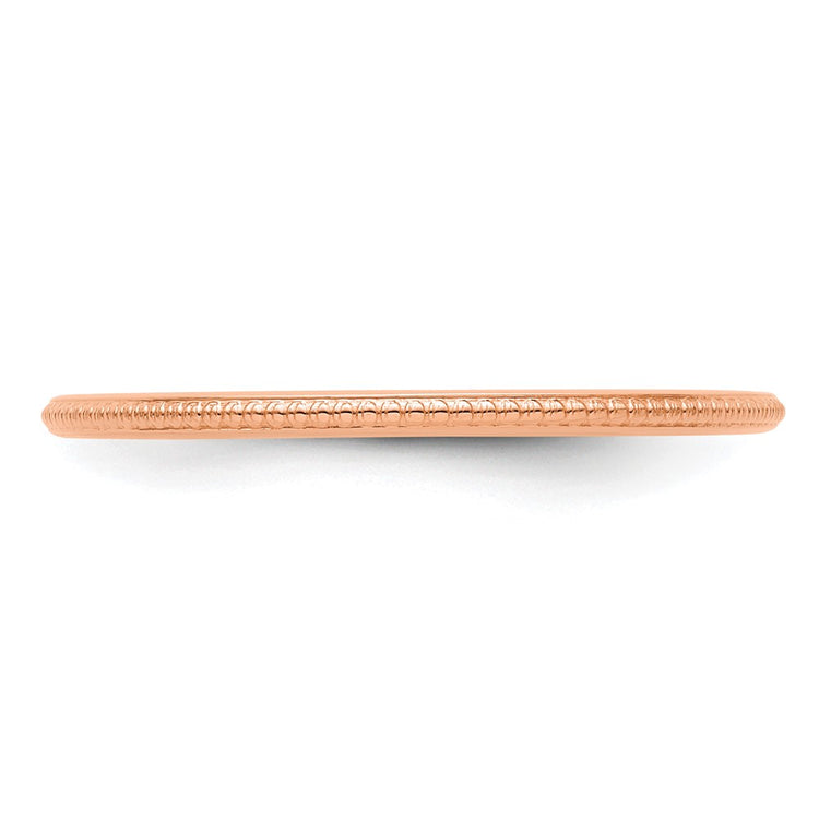 14K Rose Gold 1.2mm Beaded Stackable Band