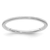 14K White Gold 1.2mm Beaded Stackable Band