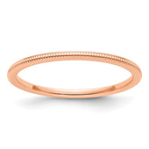 14K Rose Gold 1.2mm Milgrain Stackable Band Size 7
