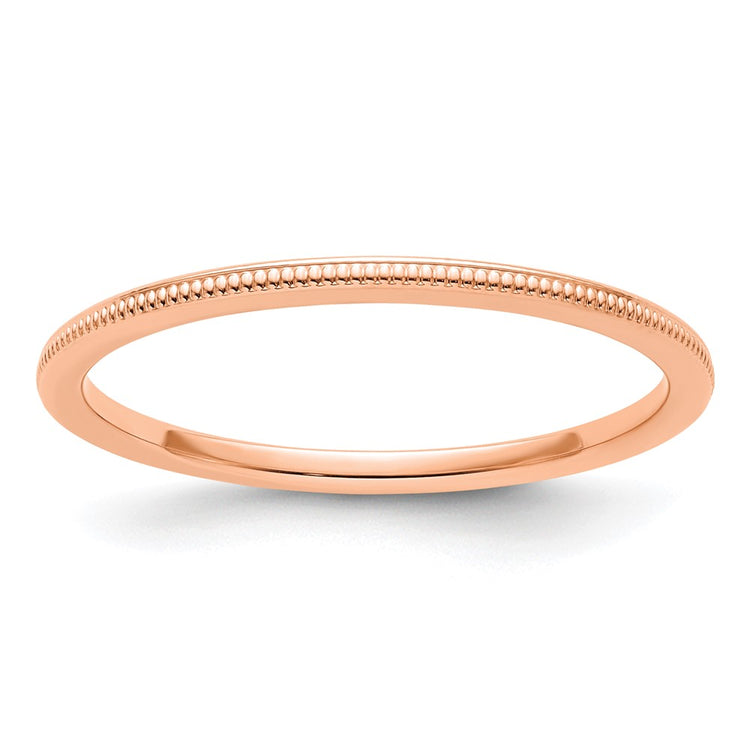 14K Rose Gold 1.2mm Milgrain Stackable Band Size 7